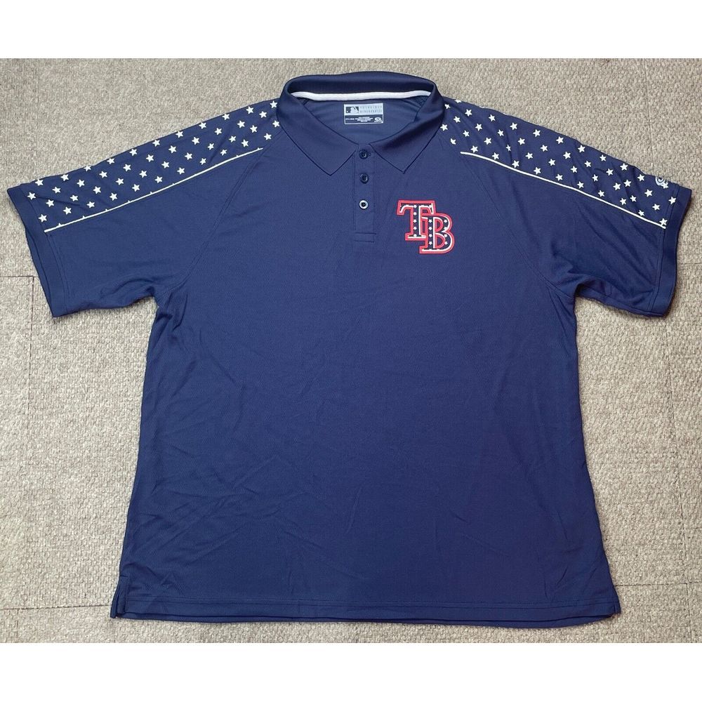 True Fan MLB Genuine Merchandise Tampa Bay Rays Short Sleeve Polo Shirt Size 2XL
